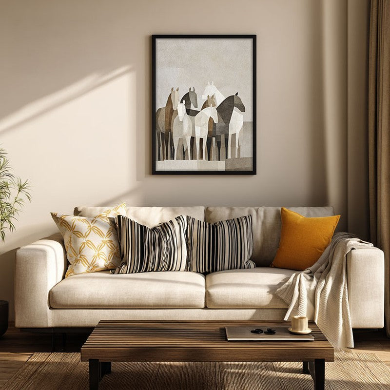 Drifting Horse Wall Painting With Black Frame media 5