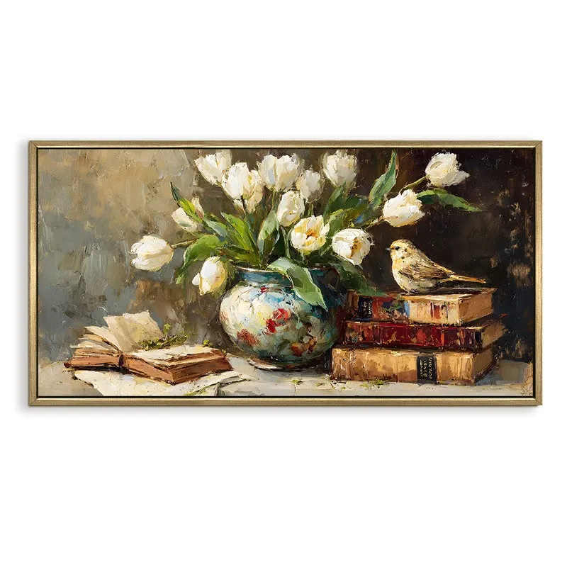 Antique Garden Canvas Wall Painting With Frame media 3