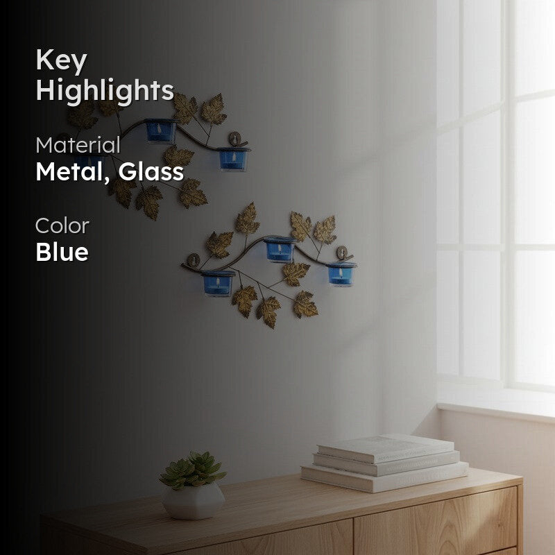 Maple Sconce Votive Trio (Blue) - Set Of Two media 2