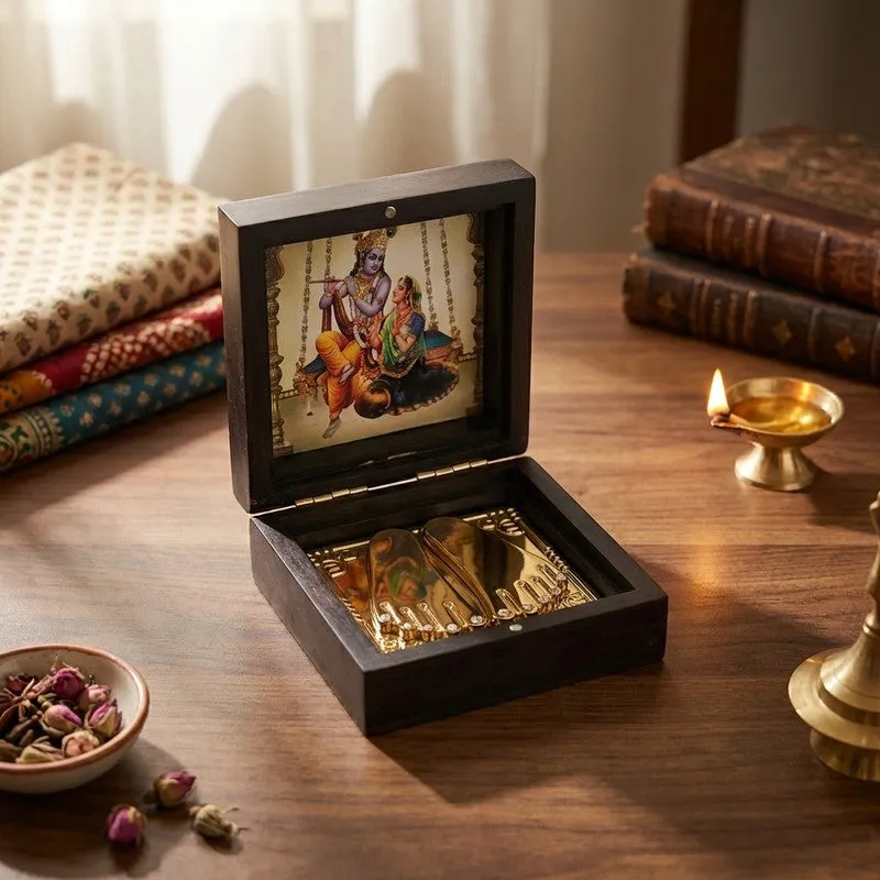 Radha Krishna Divine Brass Paduka media 1