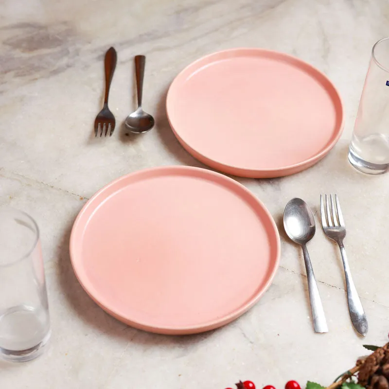 Fired Form Ceramic Dinner Plate (Pink) - Set Of Two media 1