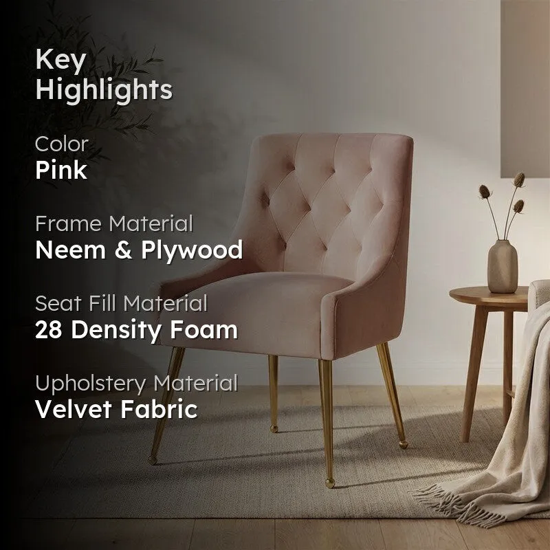 Solmira Neem Wood Accent Chair - Pink media 2