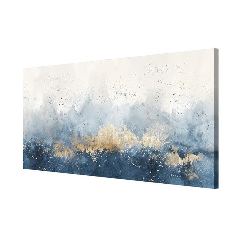 Oceanic Blue and Golden Abstract Poly Canvas Wall Painting media 5