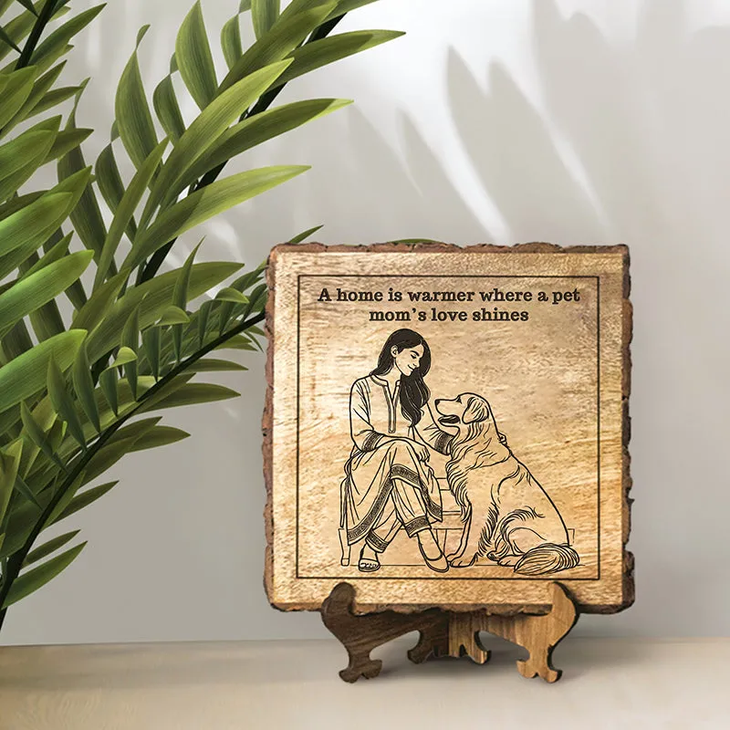 Pet Mom's Love Wooden Showpiece - Square media 1