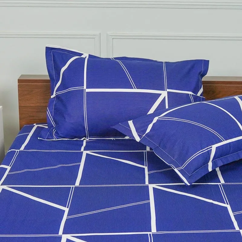 Manal Geomatric Neon Print Cotton Bedsheet s(Blue) - 144 TC media 4