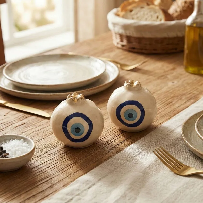 Artisan EvilEye Ceramic Salt & Pepper Bottle (50 mL each) - Set Of Two media 1