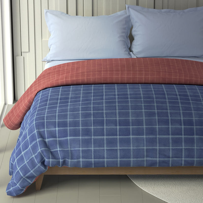 Nautica Lattice Haven Reversible Comforter (Blue,Red) - 130 GSM media 4
