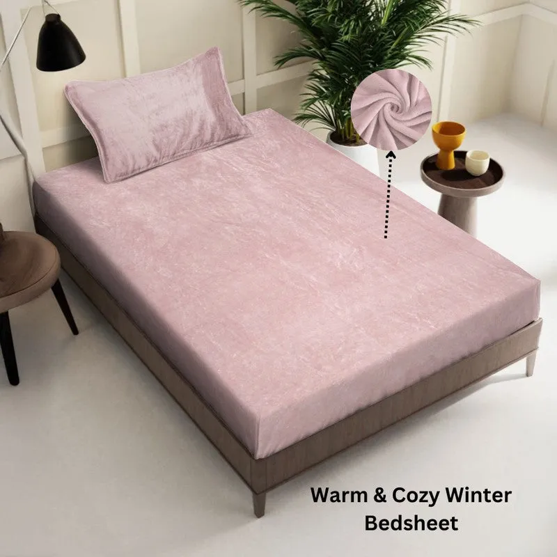 Gentle Rest Fleece Bedsheet (Light Pink) - 180 GSM media 3