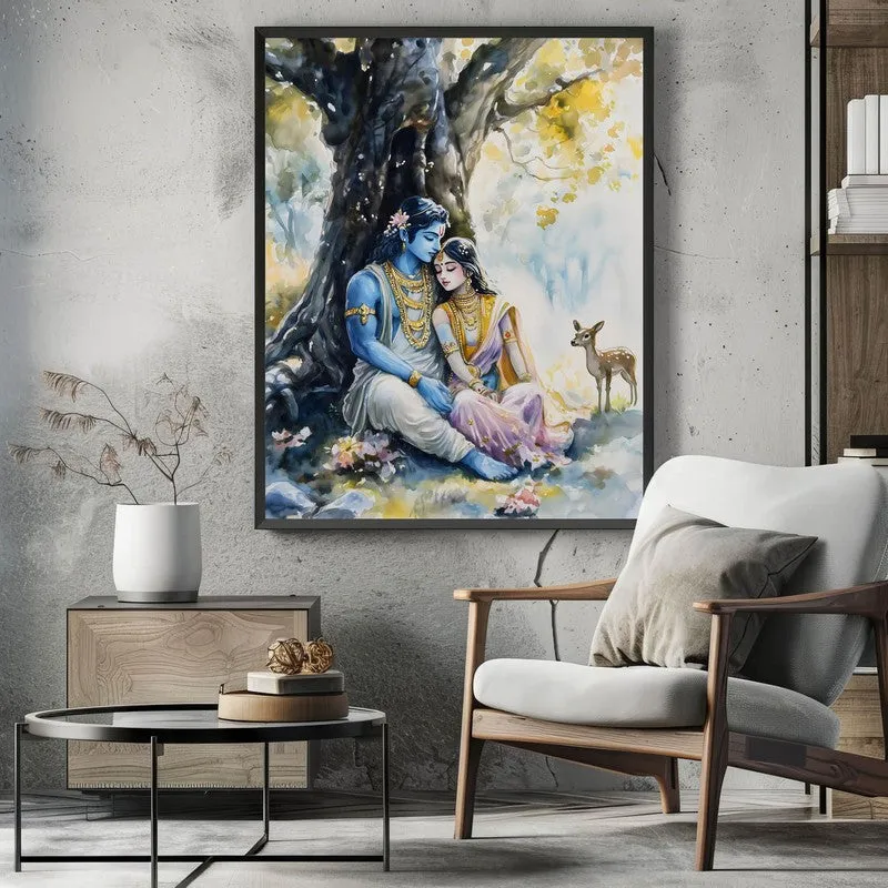 Janaki Rama Spiritual Archival Paper Wall Painting With Frame - Black media 3