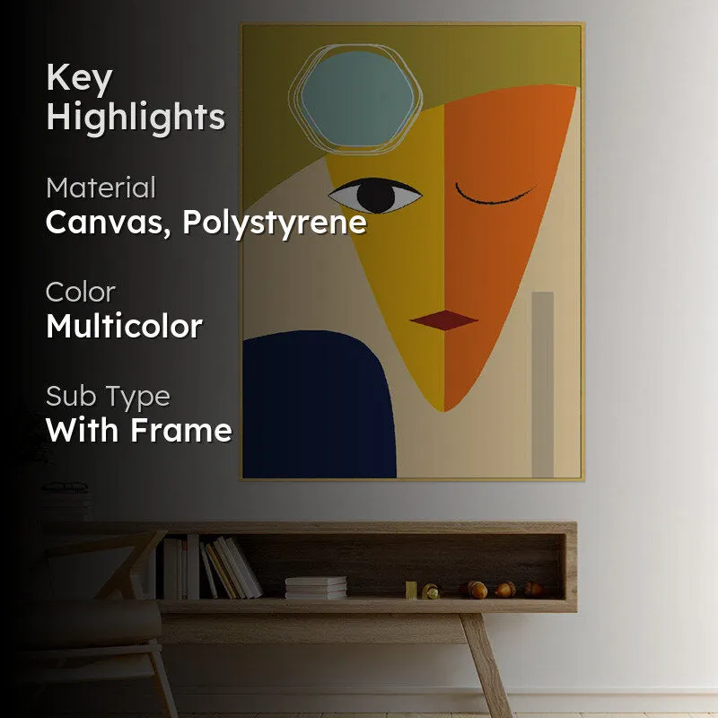 Roda Abstract Face Wall Painting With Frame media 2