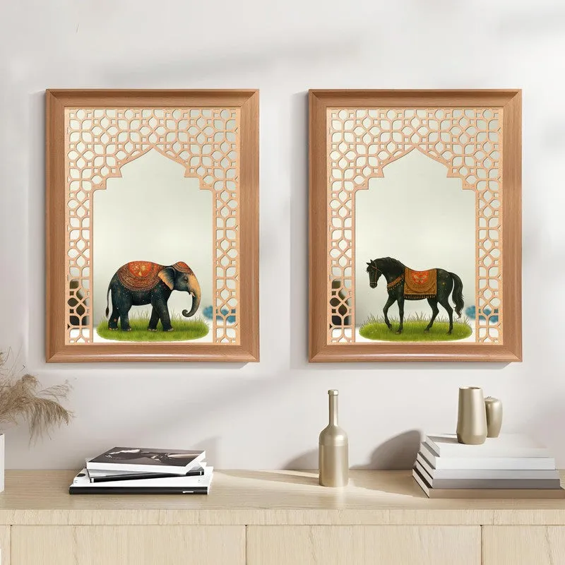 Royal Motif MDF Wall Mirrors - Set Of Two media 1
