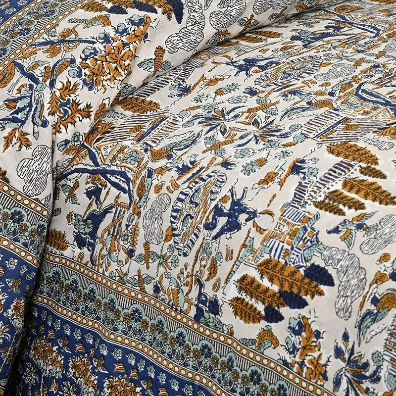 Jimika Printed Cotton Bedsheet (Blue) - 160 TC media 3