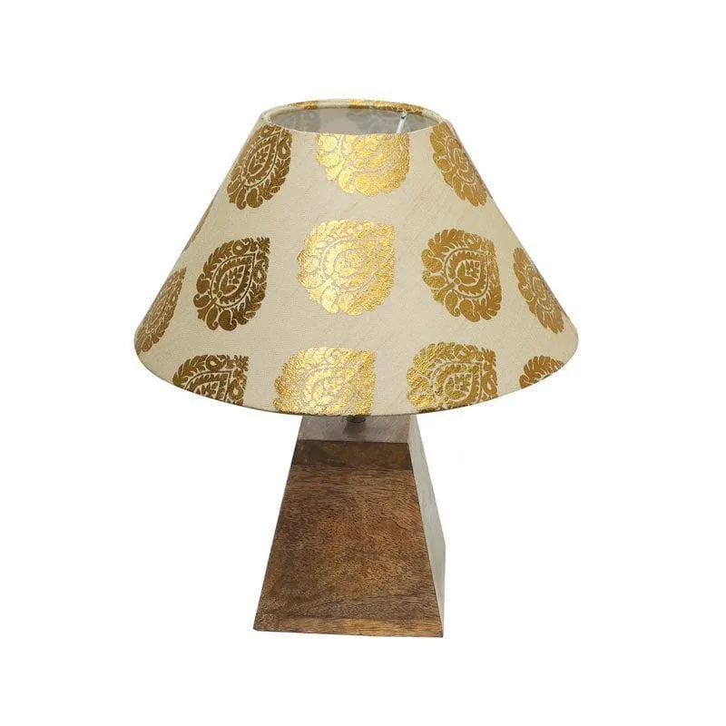 Pyramid Perfection Leaf Fabric Table Lamp - Gold,Beige media 3