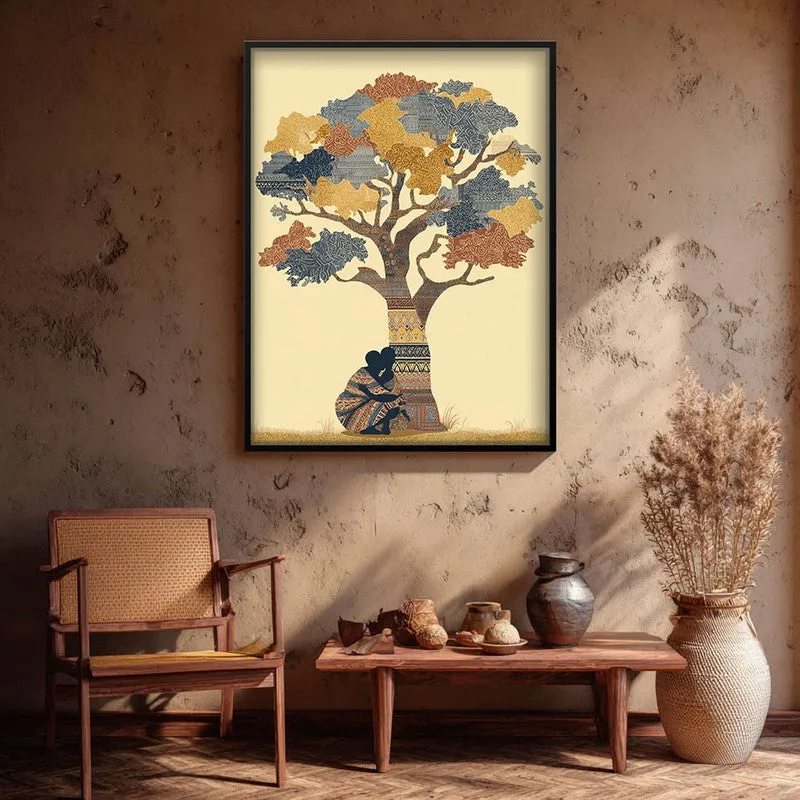 Kalpavriksha Canvas Wall Painting With Black Frame media 7