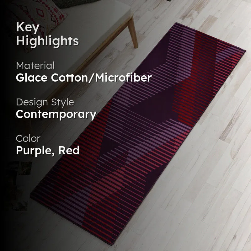 Calista Geometric Micro Fiber Runner Rug - Purple media 2