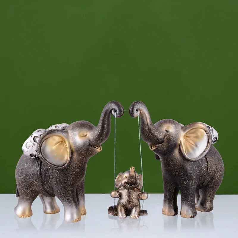 Tiny Tuskers Painted Polyresin Show Piece - Coffee media 1