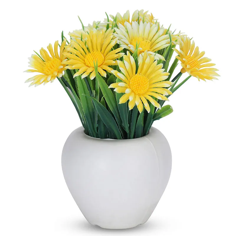 Faux Daisy Love Plant With Black Plastic Pot - Set Of Three media 5