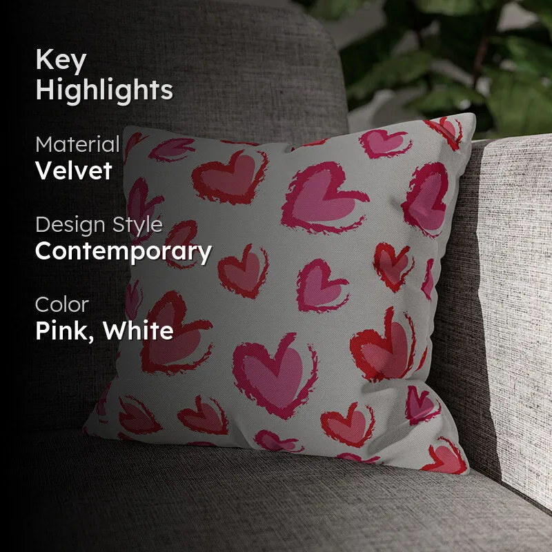 Ros Hearts Printed Velvet Cushion Cover media 2