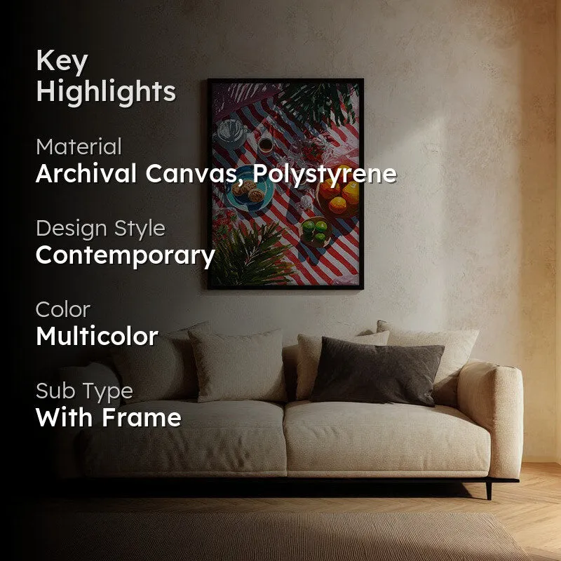 Sunny Table Canvas Wall Painting - Black Frame media 2