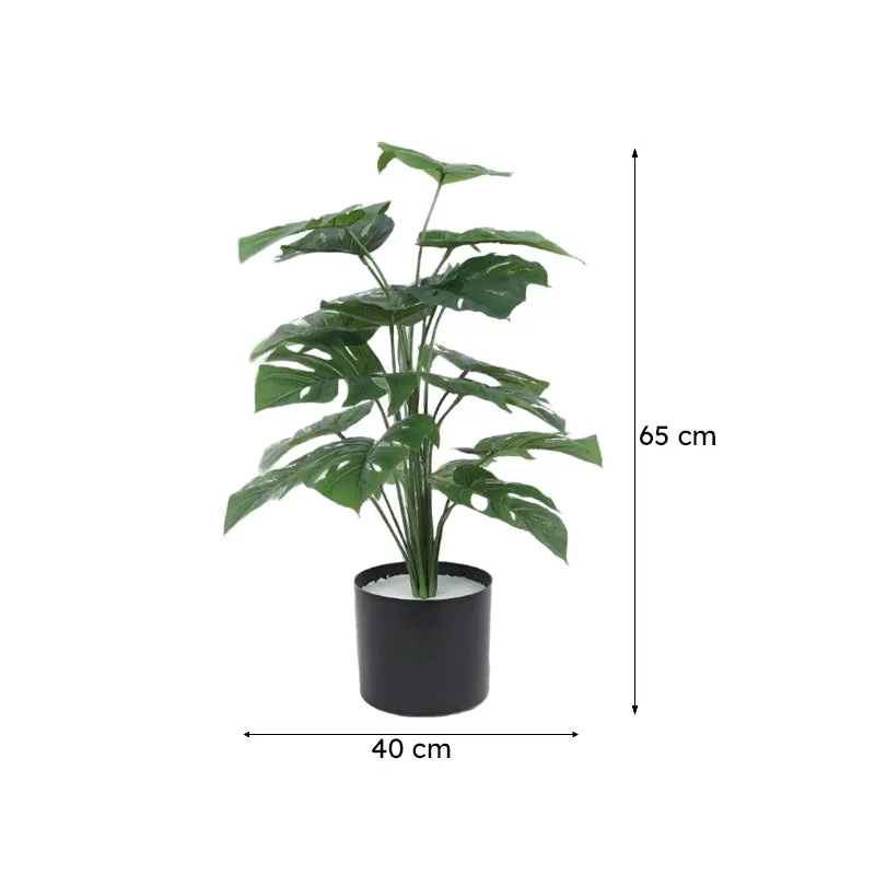 Faux Fringe Monstera Artificial Plant With Black Plastic Pot - 2.13 ft media 7