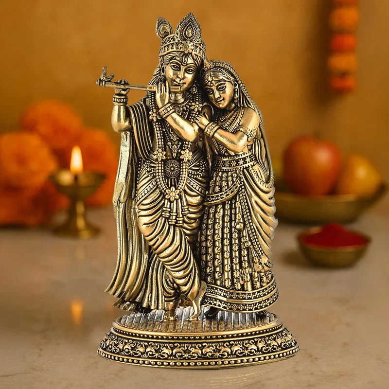 Blessed Radha Krishna Brass Idol media 1