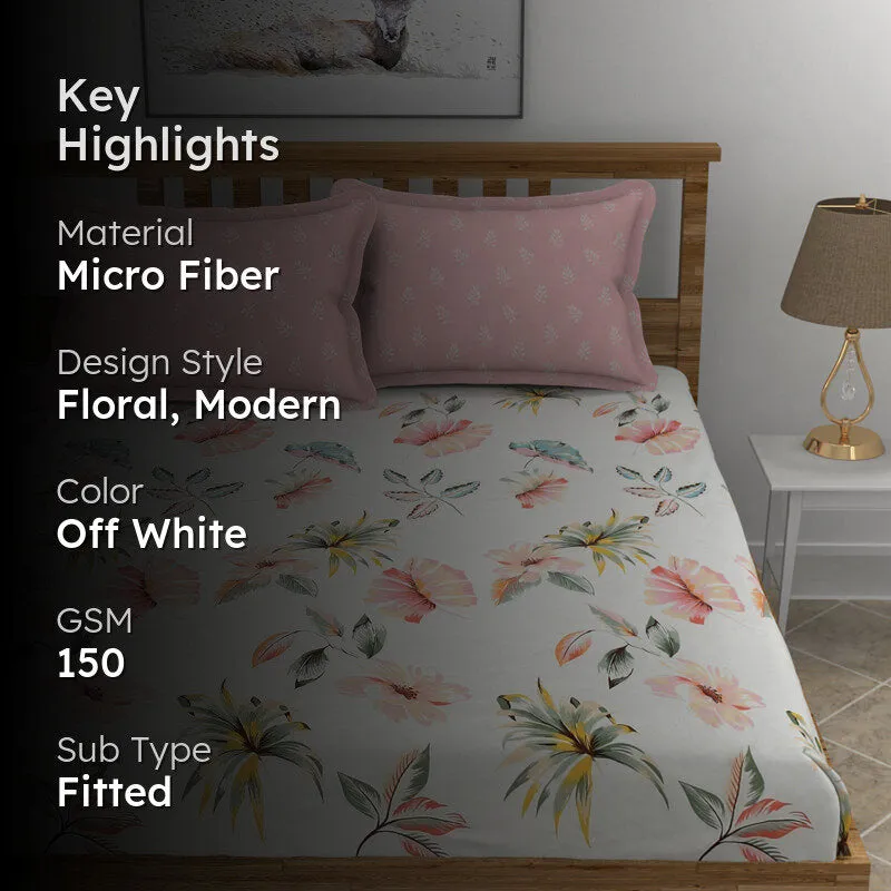 Berry Blush Fitted Micro Fiber Bedsheet - 150 GSM media 2