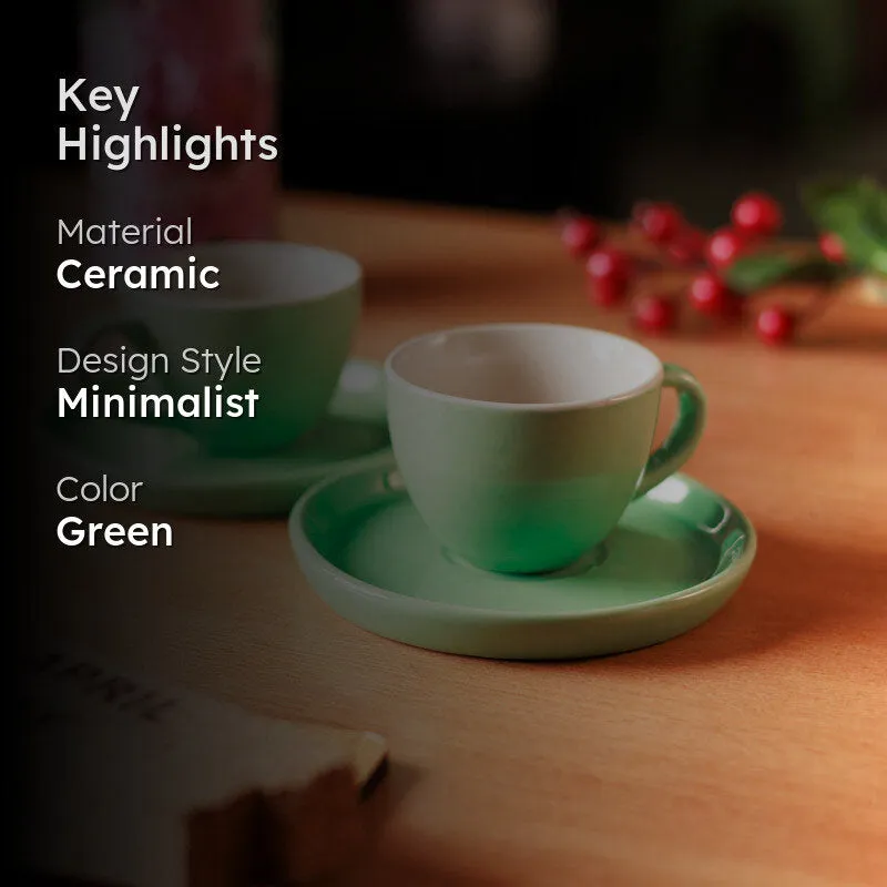 Blush & Brew Cup &Saucer (Mint/100 mL) - Four Piece Set media 2