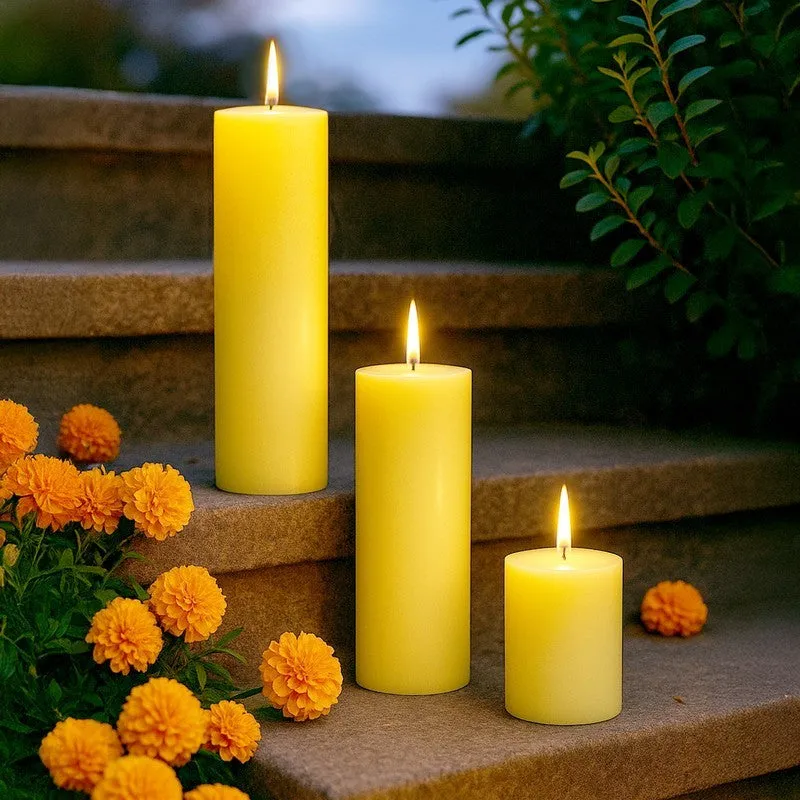AuraFlame Designer Wax Candle (Yellow) - Set Of Three media 3
