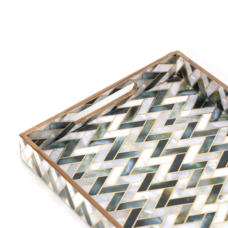 Stria Noir Enamel Coated Serving Tray media 5