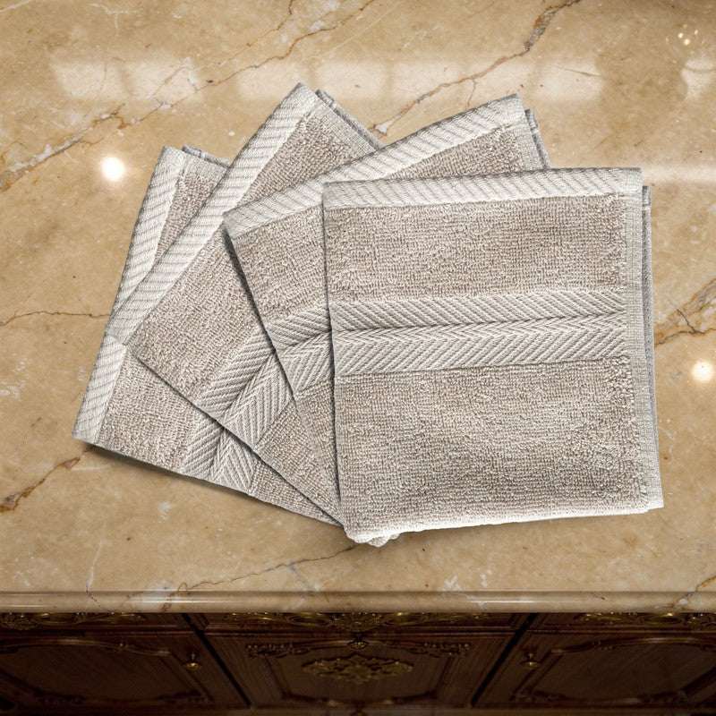 PlushAura Cotton Face Towel (Beige) - Set Of Four media 5
