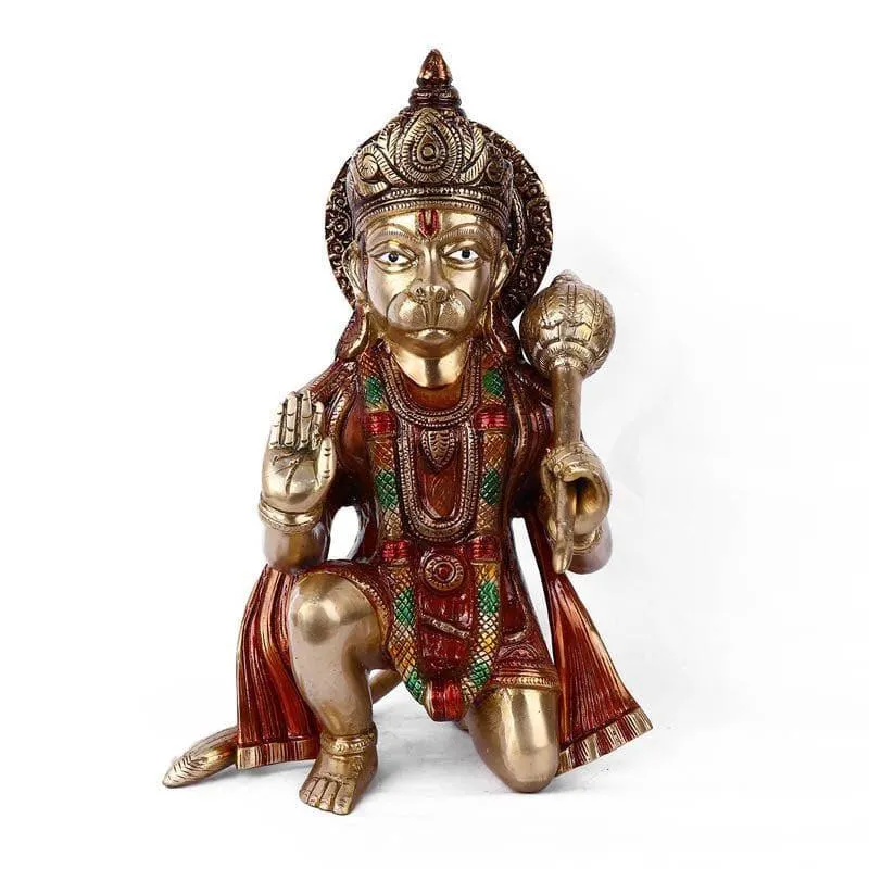 Sitting Hanuman Brass Idol media 3