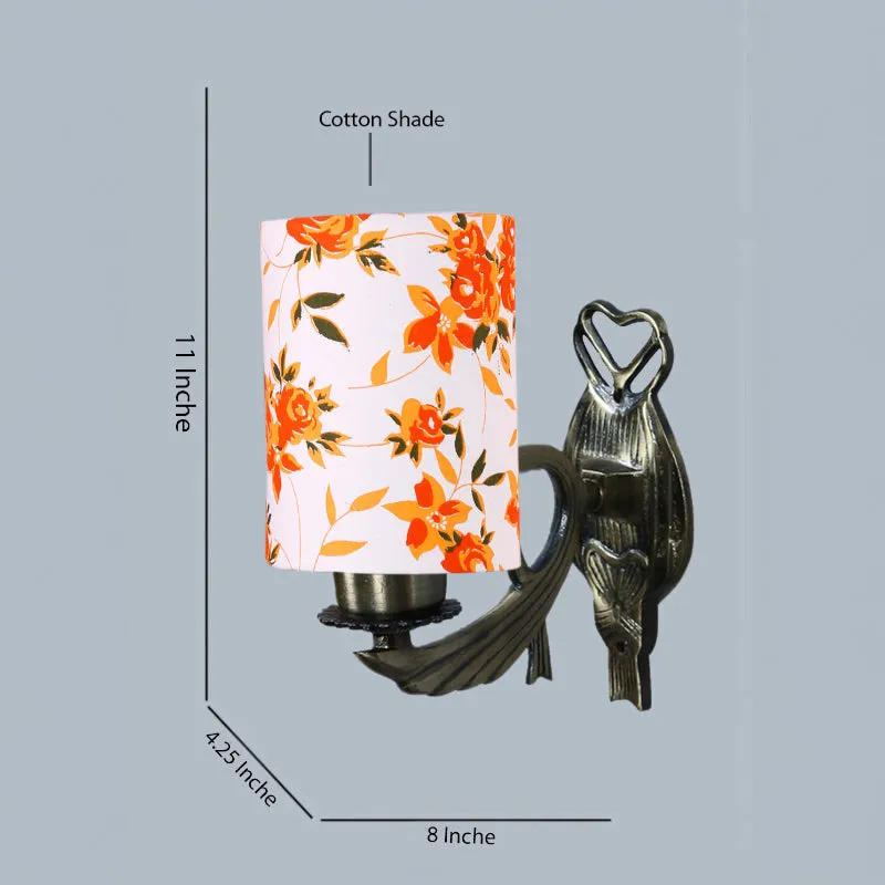 Love Gleam Atva Ibis Flora Cylindrical Fabric & Metal Wall Lamp media 5
