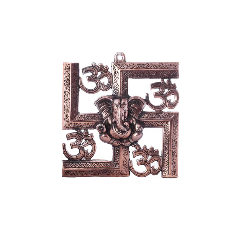 Swastika Om Religious Metal Wall Accent - Bronze media 3