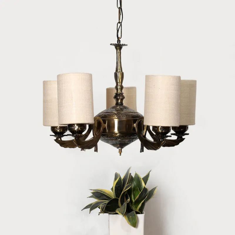Arabian Cylindrical Golden Antique Ceiling Lamp media 2
