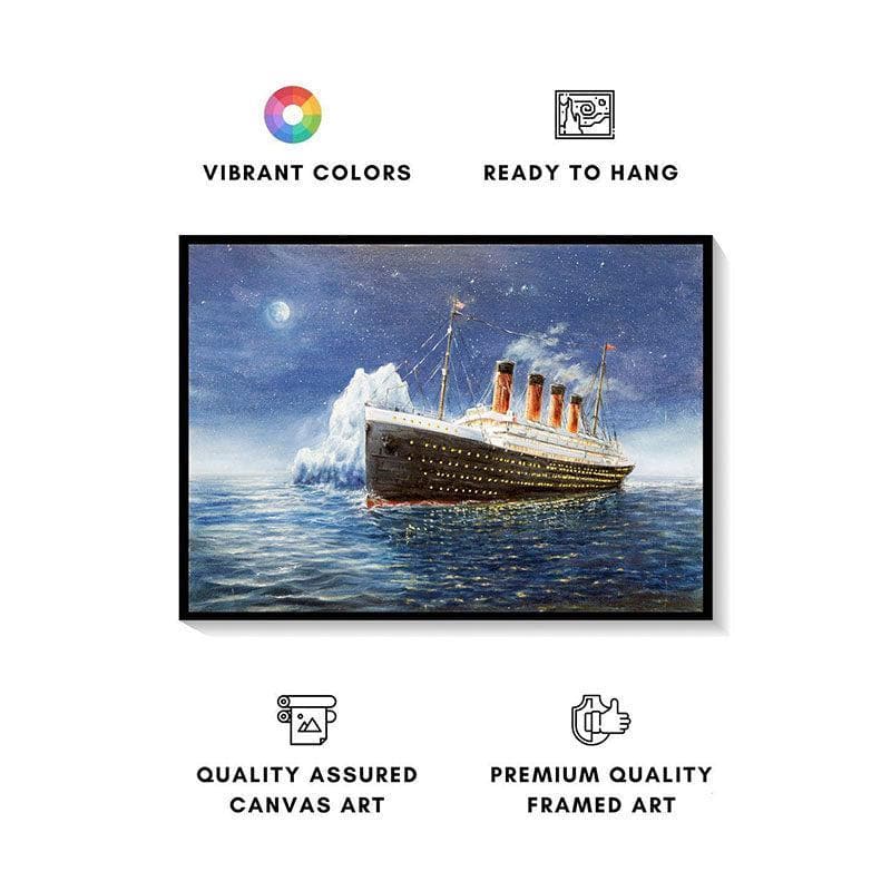 Titanic And Iceberg By Boyan Dimitrov Canvas Wall Art - Black Frame media 4