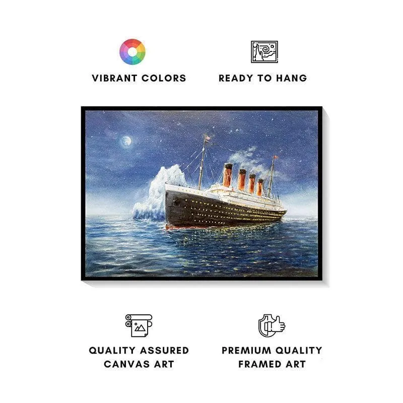 Titanic And Iceberg By Boyan Dimitrov Canvas Wall Art - Black Frame media 4