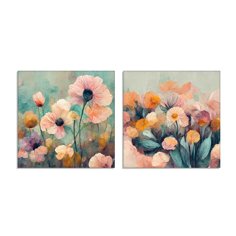 Blushing Skies Canvas Wall Painting - Set Of Two media 8