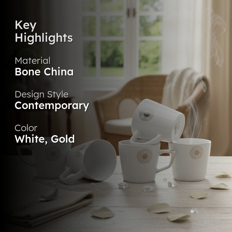 Ivoree Bone China Tea Cup (90 mL Each) -  Set of Five media 2
