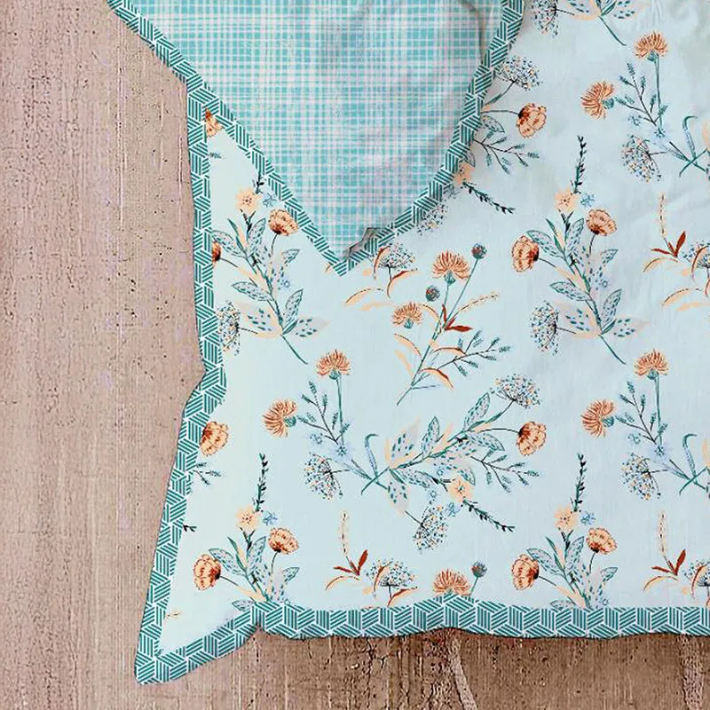 Phiranga Floral Cotton Dohar (Blue) - 210 TC media 5