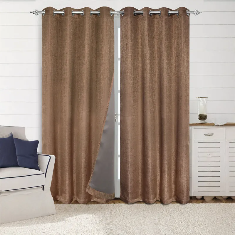 Saral Home Auriel Blackout Curtain (Brown) - Set Of Two media 1