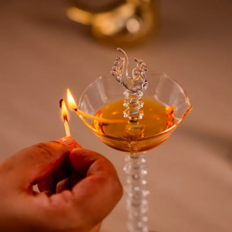 Shubhdeep Glass Diya - Set Of Two media 9