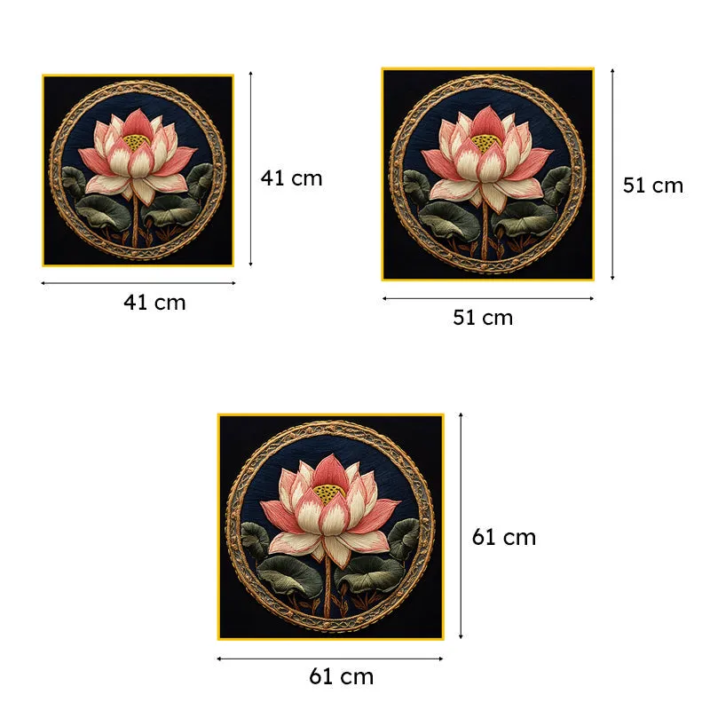 Mystic Lotus Canvas Wall Painting With Frame - Gold media 7