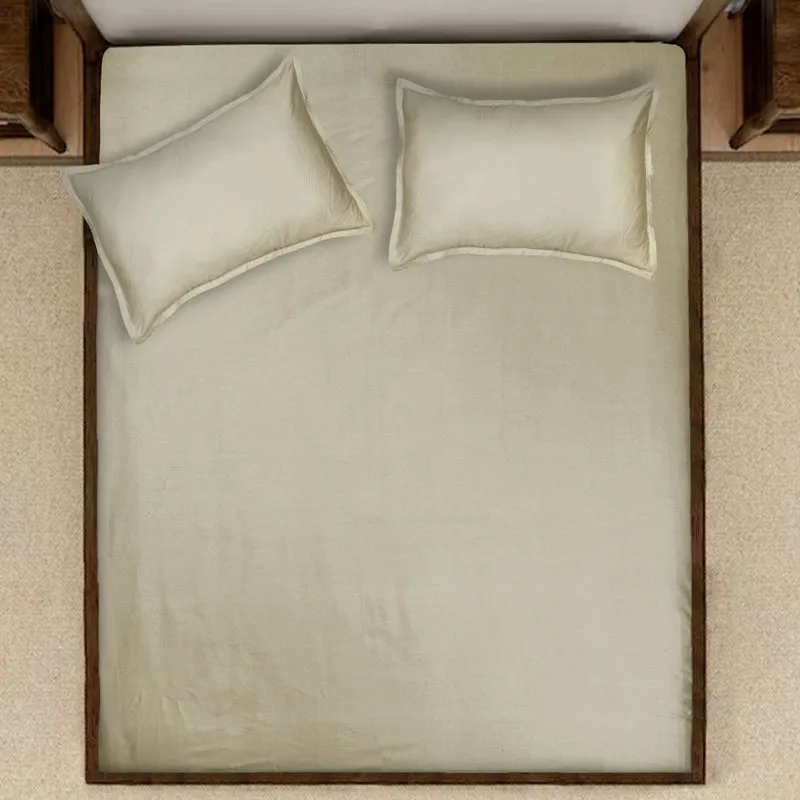 Saral Home Subtle Solid Cotton Bedsheet (Beige) - 300 TC media 5