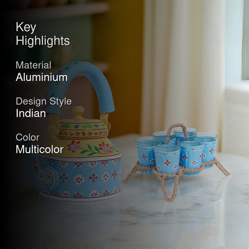 Brew Serve Handpainted Tea Set With Stand  - Eight Piece Set media 2