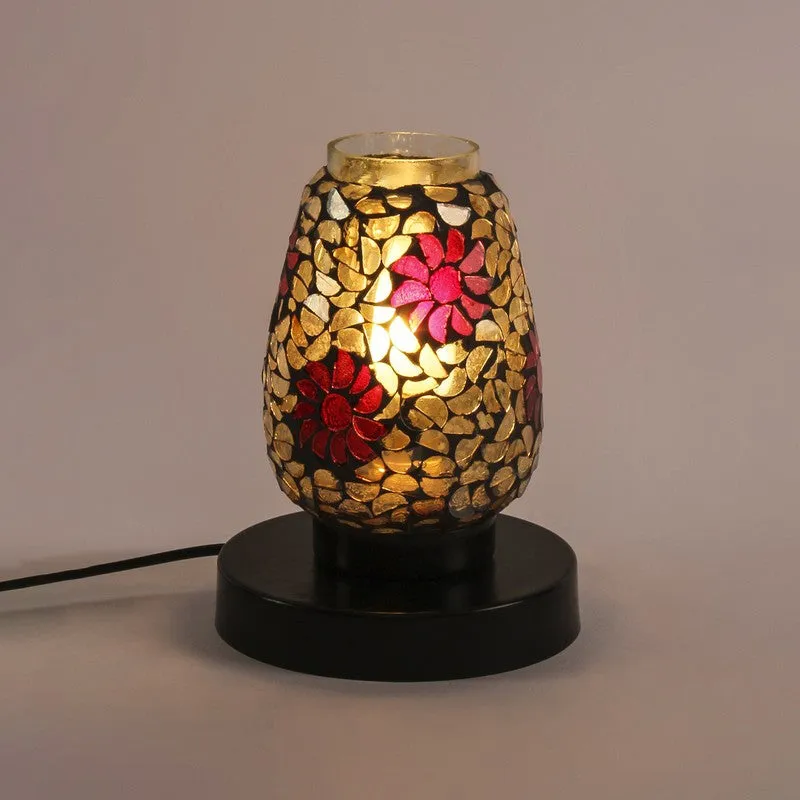 Prismiq Mosaic Glass Table Lamp With Wooden Base - Multicolor media 6