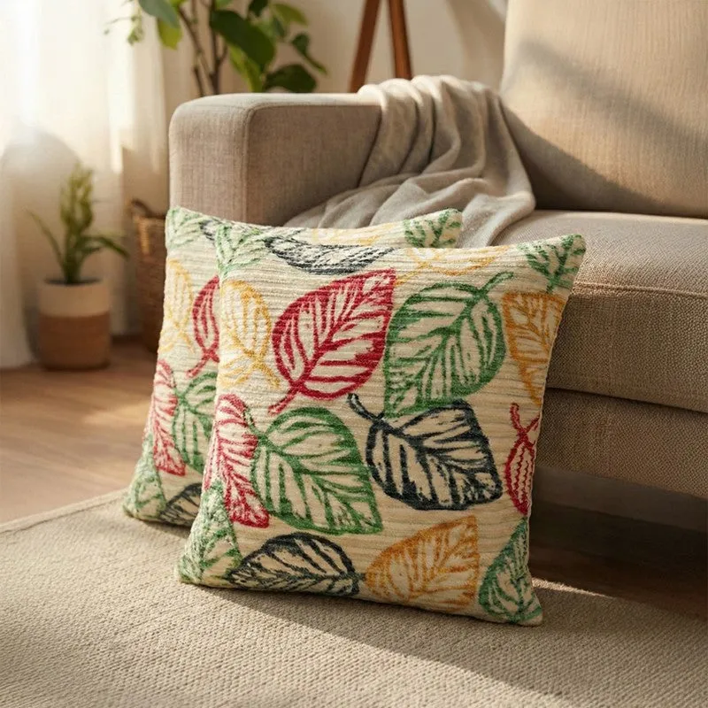Squarecraft Cushion Cover (Yellow, Red) - Set Of Two media 1