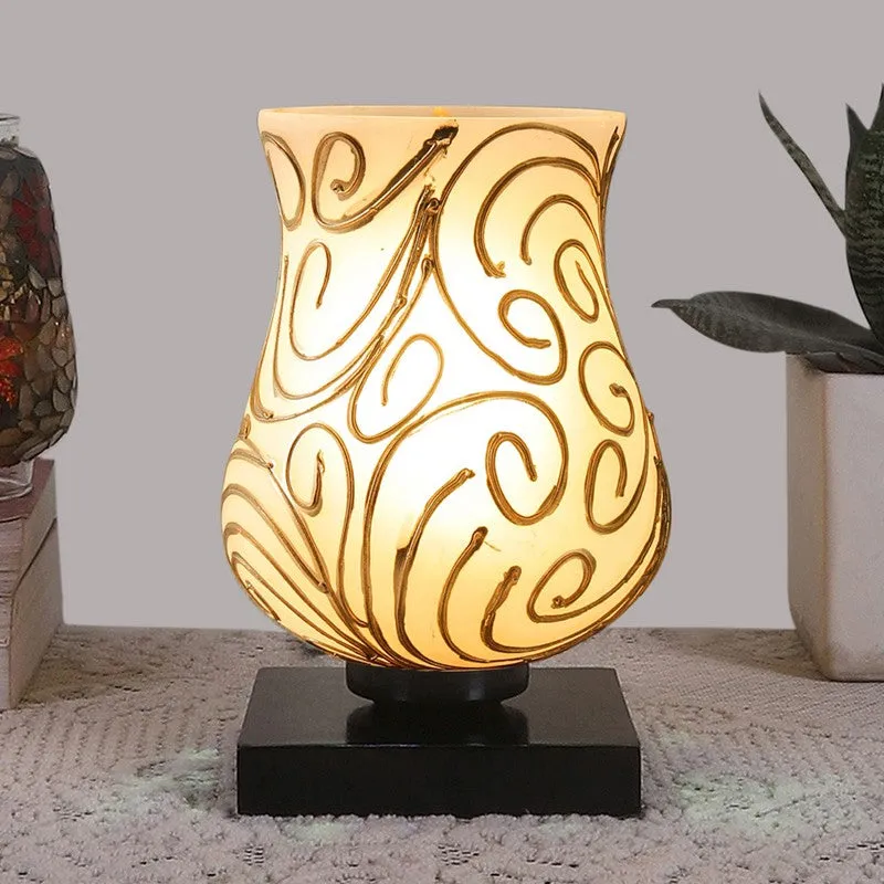 Orelis Mosaic Glass Table Lamp - White & Gold media 3