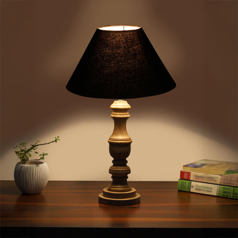 Cotin II Carve Wooden Table Lamp - Black,Brown