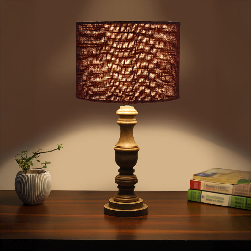 Sienna I Carve Wooden Table Lamp - Brown