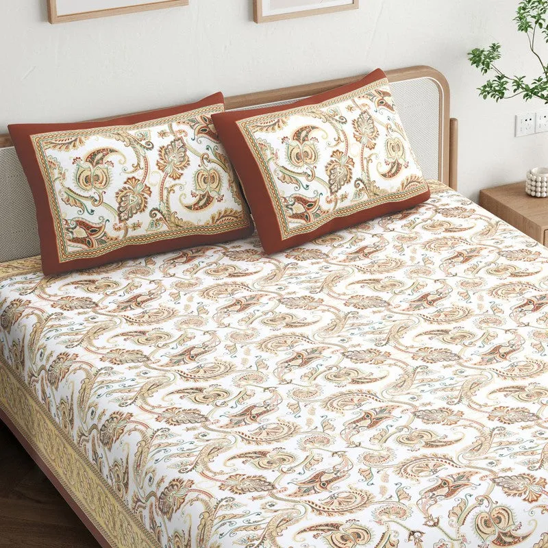 Bloom Cotton Bedsheet (Beige,Brown) - 180 GSM media 4